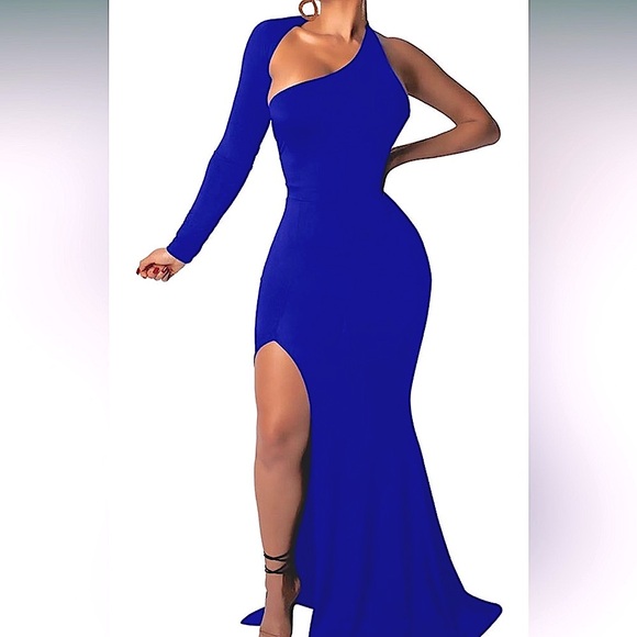 Blue One Shoulder Dress - Picture 1 of 6